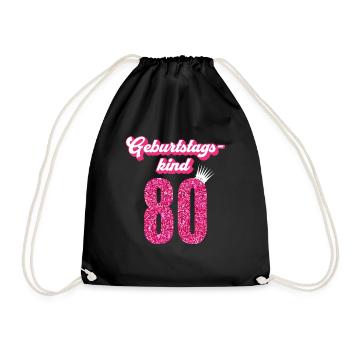 80. Geburtstag 80 Jahre 80er Geburtstagskind - Turnbeutel - Schwarz - Vorne
