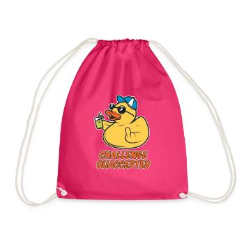 Naughty squeaky duck - challenge accepted - Drawstring Bag - fuchsia - Front