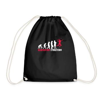 Badminton Evolution Design als Geschenk - Turnbeutel - Schwarz - Vorne