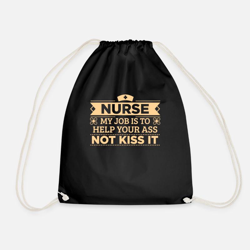 NURSE HELP YOUR ASS NICHT KISS IT - Turnbeutel - Schwarz