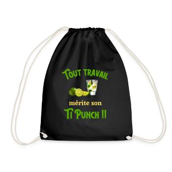Tout travail mérite son TI PUNCH humour apero - Sac de sport léger - noir - Devant