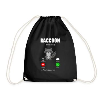 Raccoon Racoon animal gift ferret marten - Drawstring Bag - black - Front