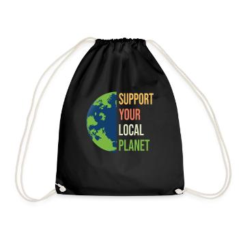 Support your local Planet Naturschutz - Turnbeutel - Schwarz - Vorne
