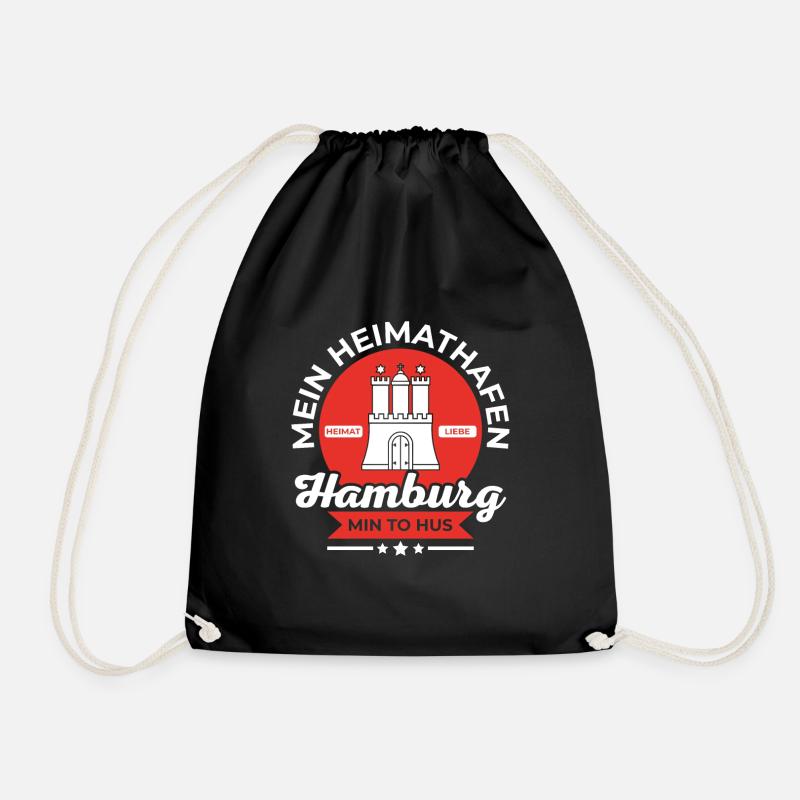 Mein heimathafen hamburg Geschenk Moin Sprüche - Turnbeutel - Schwarz