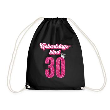 30. Geburtstag 30 Jahre 30er Geburtstagskind - Turnbeutel - Schwarz - Vorne
