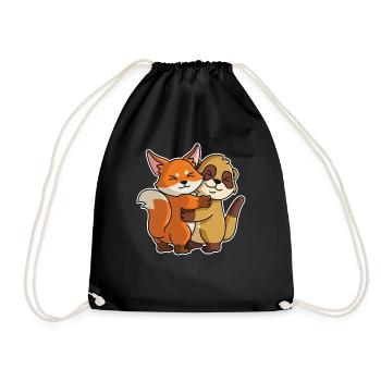 Fuchs mit Erdmännchen Liebe süßes niedliche Tiere - Turnbeutel - Schwarz - Vorne