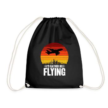 airplane - Drawstring Bag - black - Front