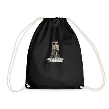 High I hunting deer wild boar roe deer motif - Drawstring Bag - black - Front