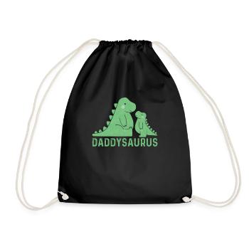 Daddysaurus Rex Funny Dad Gift - Drawstring Bag - black - Front