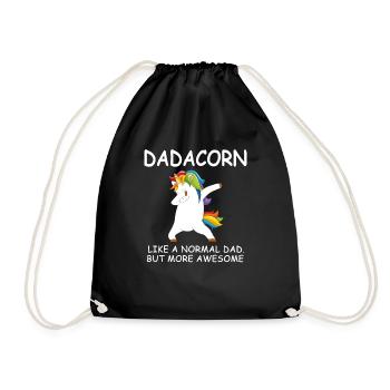 dadacorn dad unicorn dabbing - Drawstring Bag - black - Front