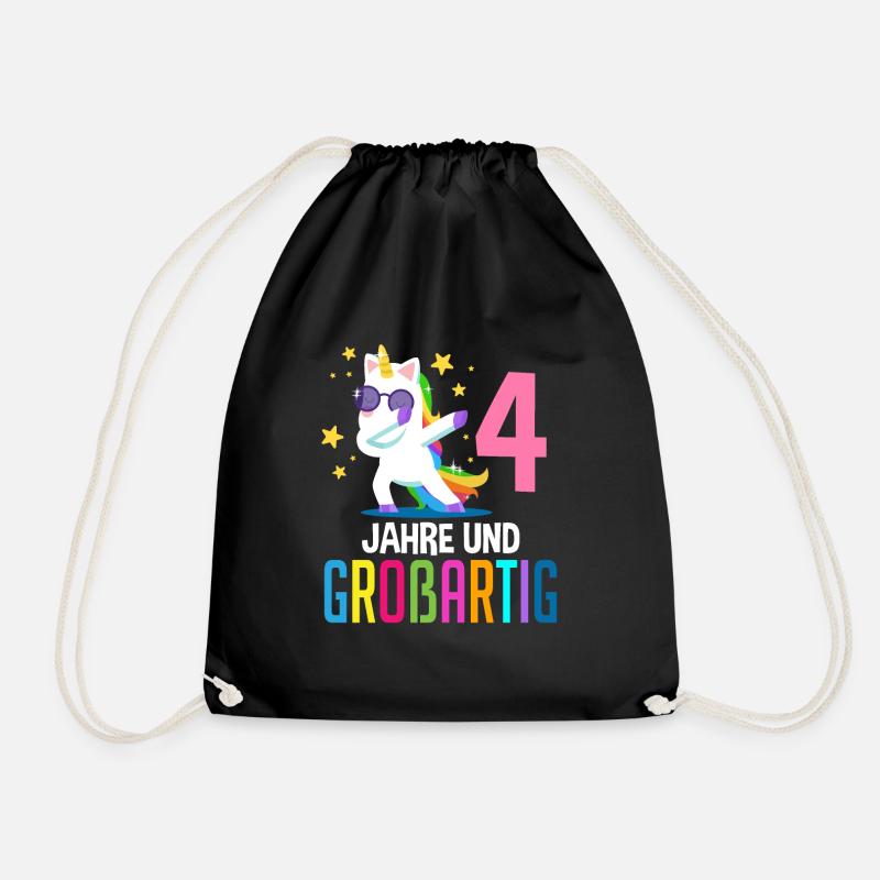 4. Geburtstag Mädchen 4 Jahre Einhorn Party - Turnbeutel - Schwarz