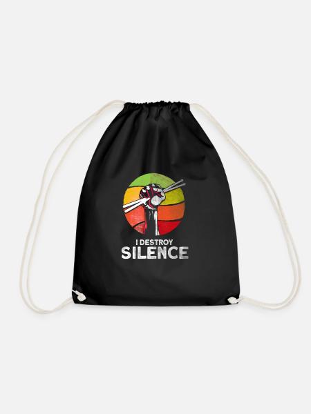 I Destroy Silence Schlagzeug Schlagzeuger Geschenk - Turnbeutel - Schwarz