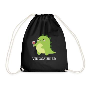 Vinosaur gift saying party alcohol wine - Drawstring Bag - black - Front