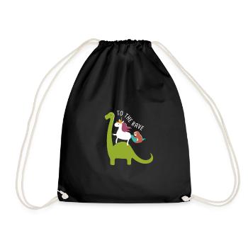 To The Rave Funny EDM Unicorn Sloth Dinosaur - Turnbeutel - Schwarz - Vorne