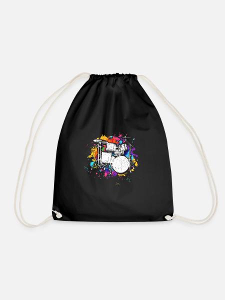 Drummer Tshirt for Drummer Musician Rock Bass - Drawstring Bag - black