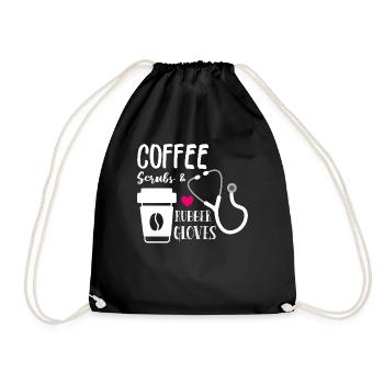 Coffee Scrubs And Rubber Gloves Nurse Nursing Scho - Sac de sport léger - noir - Devant