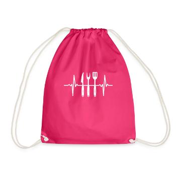 Grillen Herzschlag Grill Puls BBQ EKG Barbecue - Turnbeutel - Fuchsia - Vorne