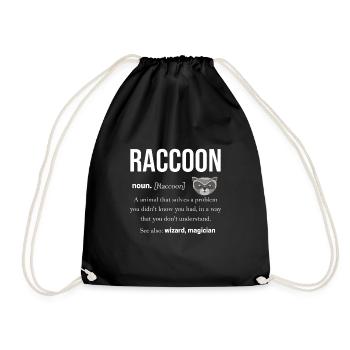 Raccoon Racoon animal gift ferret marten - Drawstring Bag - black - Front