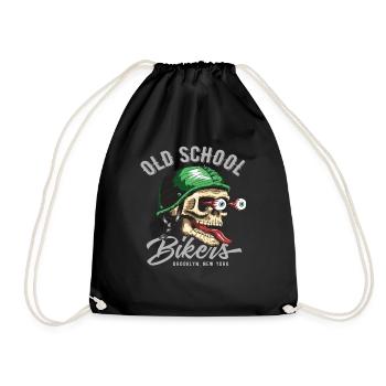 Oldschool Biker cool biker - Drawstring Bag - black - Front