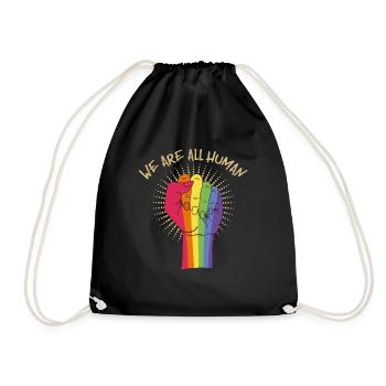 Gay Pride LGBTQ We are all people gift - Drawstring Bag - black - Front