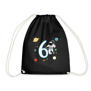 6th birthday 6 years astronaut space space - Drawstring Bag - black - Front