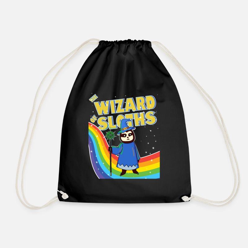 the wizard of sloths - Drawstring Bag - black