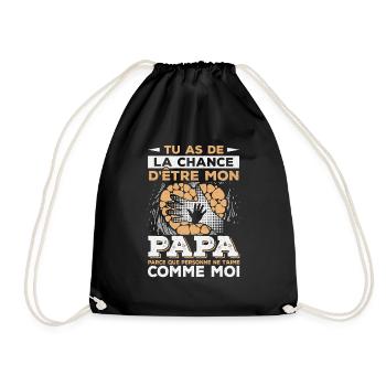 Papa Chanceux Cadeau Fête Des Pères Humour - Sac de sport léger - noir - Devant
