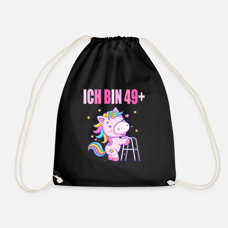 50 Jahre Einhorn ich bin 49+ 50. Geburtstag - Turnbeutel - Schwarz