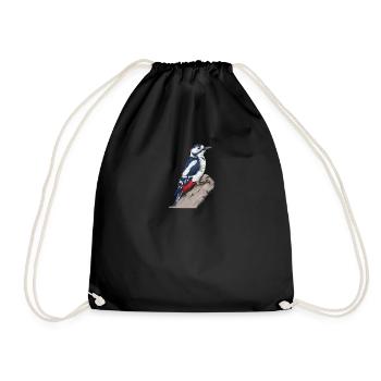 Buntspecht I bird hunter forest motif for - Drawstring Bag - black - Front