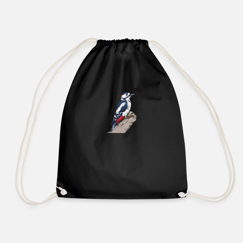 Buntspecht I bird hunter forest motif for - Drawstring Bag - black