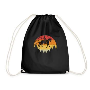 Vintage Horse Rider Dressage Riding Equestrian - Drawstring Bag - black - Front