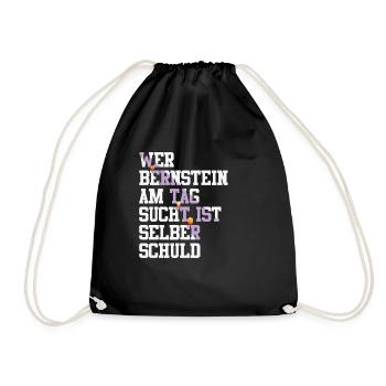 Bernstein Strand Urlaub Lampe Ostsee Geschenkidee - Turnbeutel - Schwarz - Vorne