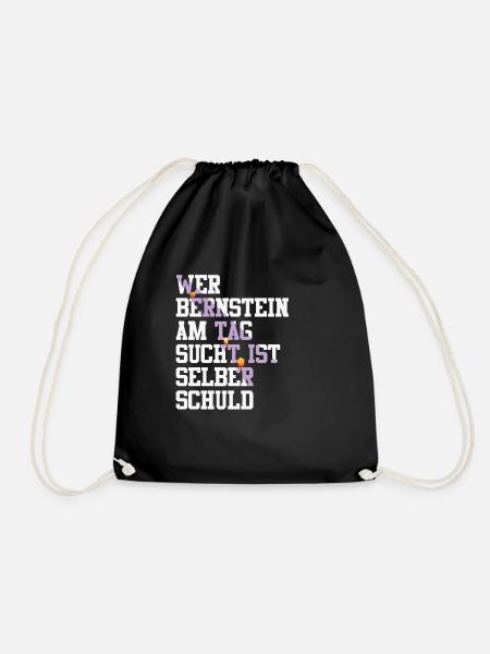 Bernstein Strand Urlaub Lampe Ostsee Geschenkidee - Turnbeutel - Schwarz