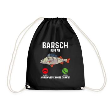 Barsch Angeln - Turnbeutel - Schwarz - Vorne