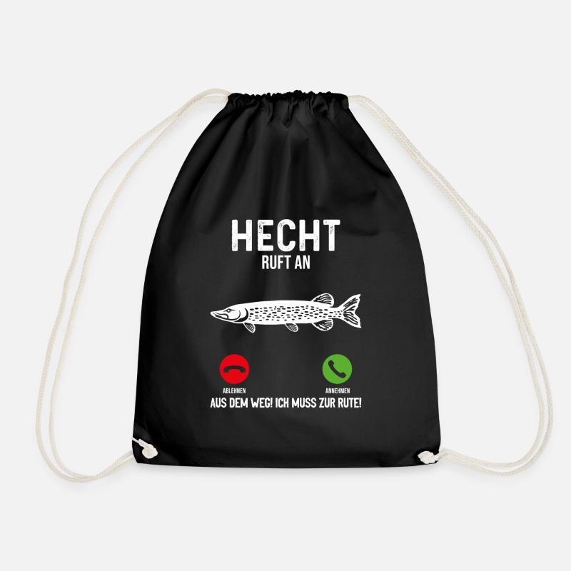 Hecht Angeln - Turnbeutel - Schwarz