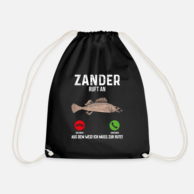 Zander Angeln - Turnbeutel - Schwarz