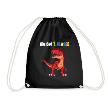 Dino - 1. Klasse Schulanfang - Turnbeutel - Schwarz - Vorne