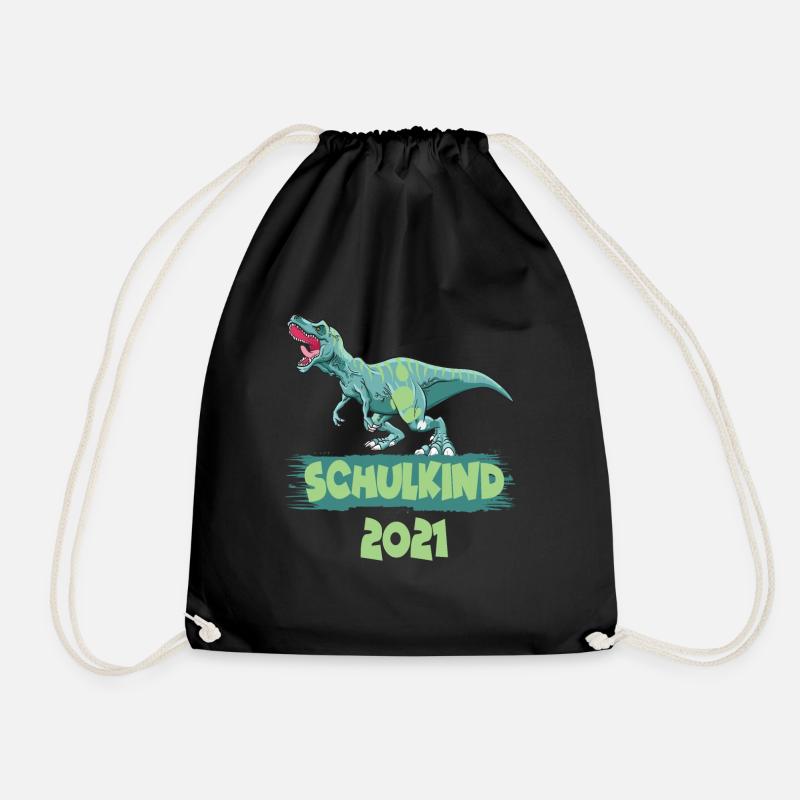 Schulkind 2021 Dinosaurier Rex - Turnbeutel - Schwarz