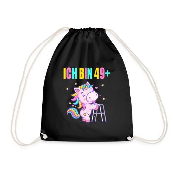 50 Jahre Einhorn ich bin 49+ 50. Geburtstag - Turnbeutel - Schwarz - Vorne