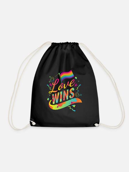 Love Wins LGBT Gay Pride CSD Gender Queer Trans - Turnbeutel - Schwarz