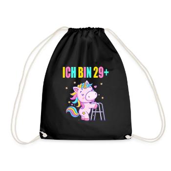 30 Jahre Einhorn ich bin 29+ 30. Geburtstag - Turnbeutel - Schwarz - Vorne