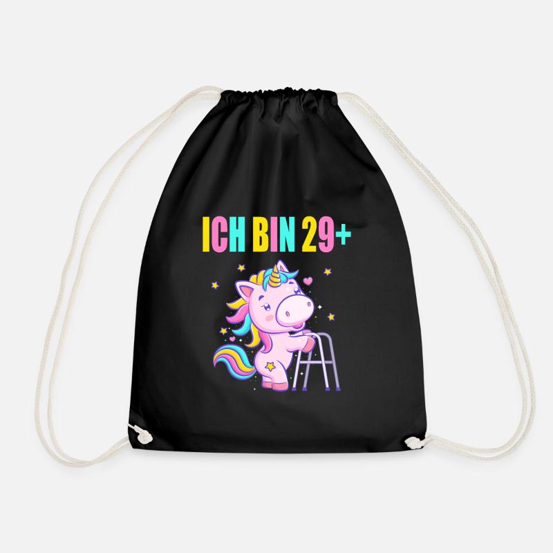 30 Jahre Einhorn ich bin 29+ 30. Geburtstag - Turnbeutel - Schwarz