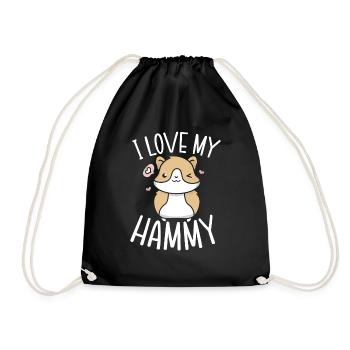 I love my Hammy hamster owner - Drawstring Bag - black - Front