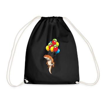 Bartagame mit Luftballons - Turnbeutel - Schwarz - Vorne