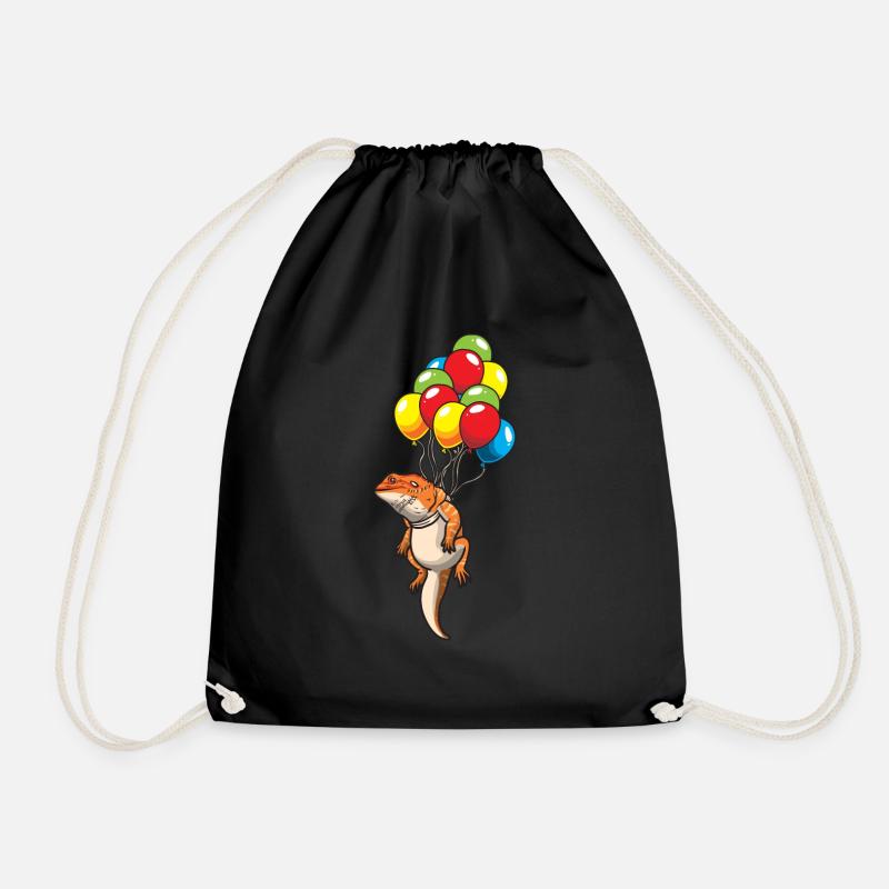 Bartagame mit Luftballons - Turnbeutel - Schwarz