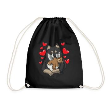 Chien de lapon finlandais avec animal en peluche - Sac de sport léger - noir - Devant