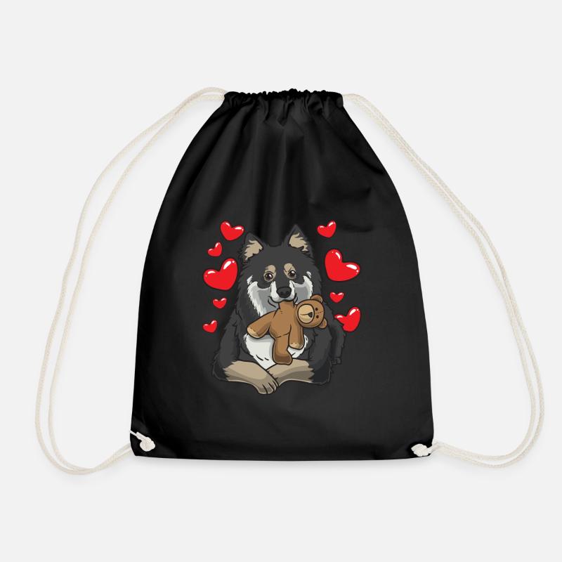 Finnischer Lapphund mit Kuscheltier - Turnbeutel - Schwarz