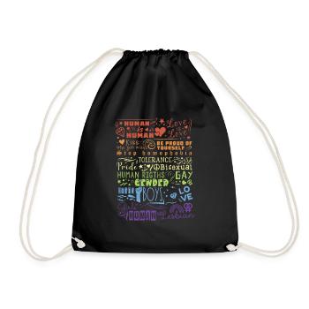 LGBT Love is love Human Tolerance Pride Gender - Drawstring Bag - black - Front