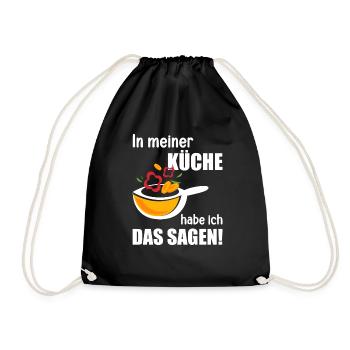 In meiner Küche habe ich das sagen lustiges Köchin - Turnbeutel - Schwarz - Vorne