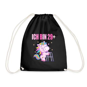30 Jahre Einhorn ich bin 29+ 30. Geburtstag - Turnbeutel - Schwarz - Vorne
